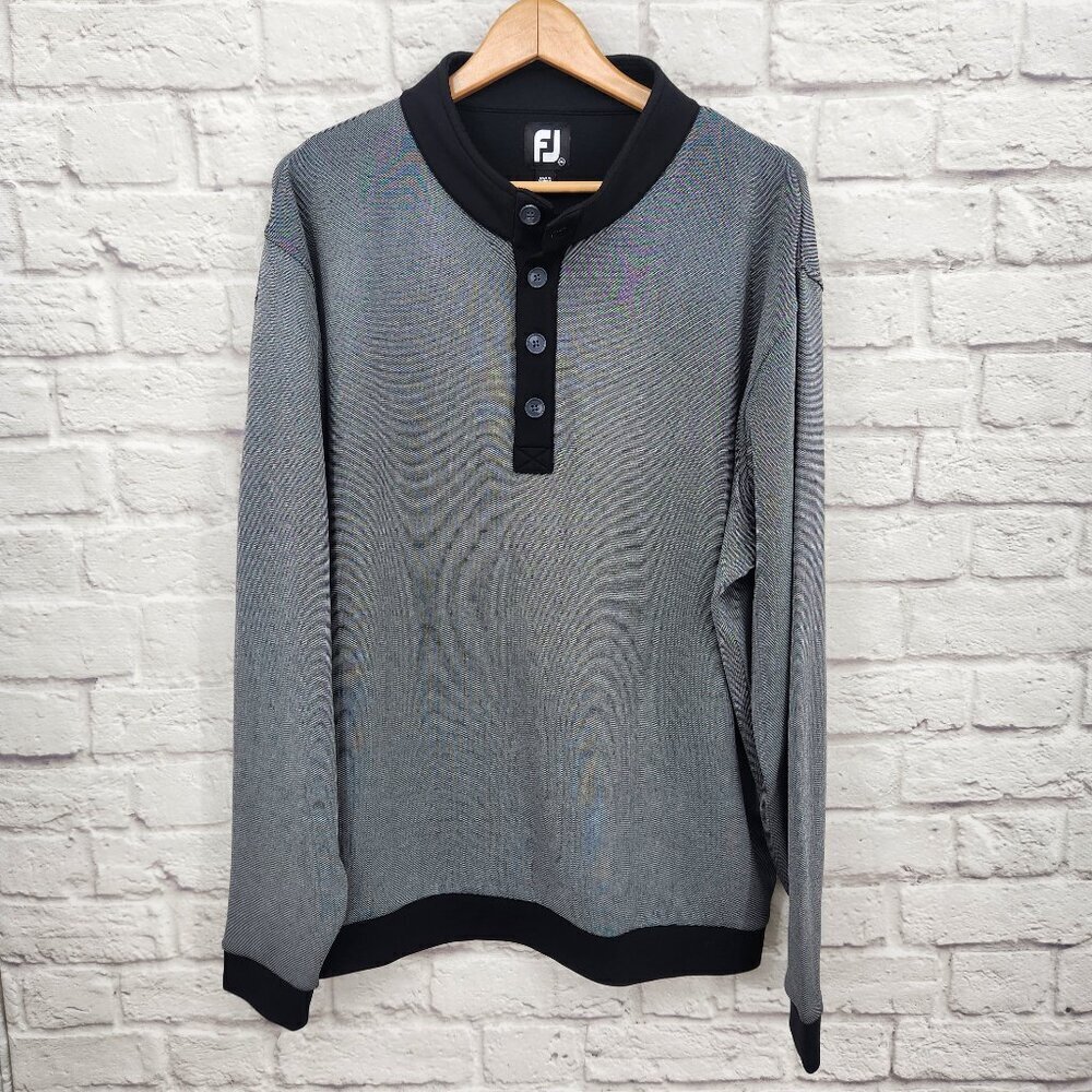 FootJoy Jacquard 1/4 Button Pullover Grey Gray Black Golf Outdoor  Men's XXL